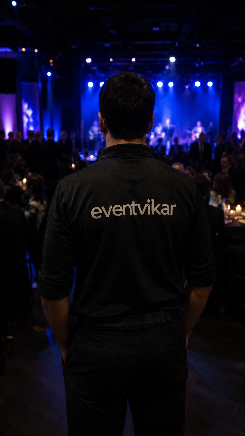 Event crew member ready for event operations